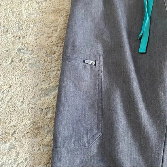 Figs Yola Scrub Pants Slim Leg Gray Turquoise: XS - Picture 2 of 11